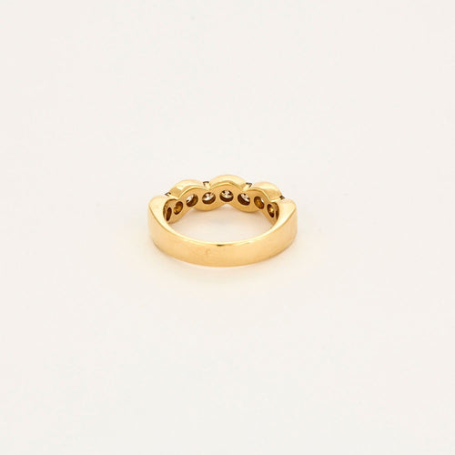Bague 48 Demi-alliance nattée en or jaune 18 carats et diamants 58 Facettes