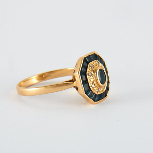 Bague Bague Style Art Déco en or jaune, saphir 58 Facettes 527