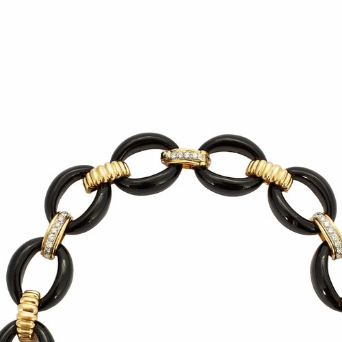 Collier Collier vintage en or jaune 18k, onyx et diamants 58 Facettes BO/230055