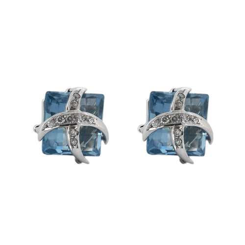 Boucles d'oreilles Boucles d'oreilles en or blanc 18 carats et diamants, aigue-marine 58 Facettes BO/230036