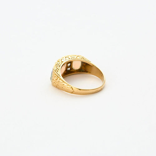 Bague 55 Elégante Bague Jarretière Or Jaune, Opale et Diamants 58 Facettes QUI05382