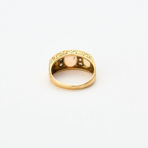 Bague 55 Elégante Bague Jarretière Or Jaune, Opale et Diamants 58 Facettes QUI05382