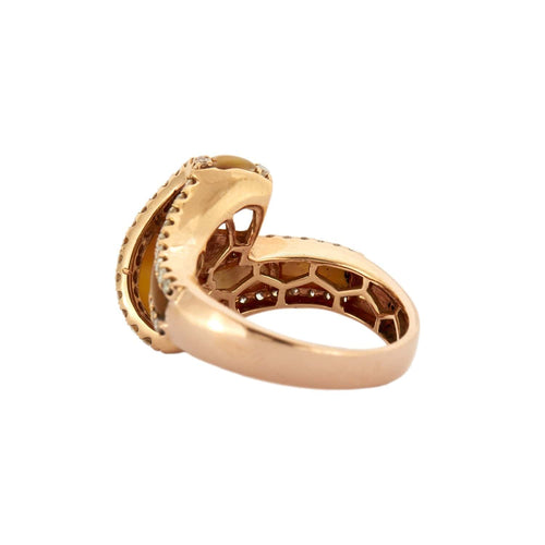 Bague 54 Bague "Galon" en or jaune 18 carats, nacre et diamants 58 Facettes BO/230066