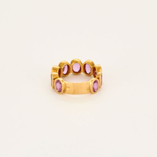 Bague 51 Bague en or jaune 18 carats sertie de saphirs roses 58 Facettes 1