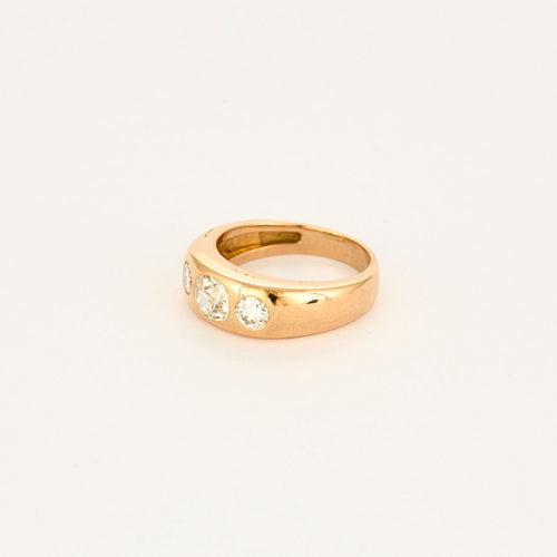 Bague 55 Bague gypsy en or rose 18 carats et diamants taille coussin 58 Facettes 1