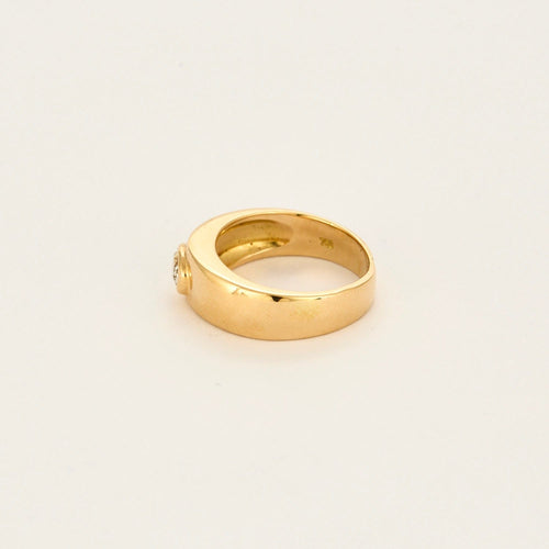 Bague 54 Bague jonc en or jaune 18 carats avec diamant ovale 0,40 ct 58 Facettes