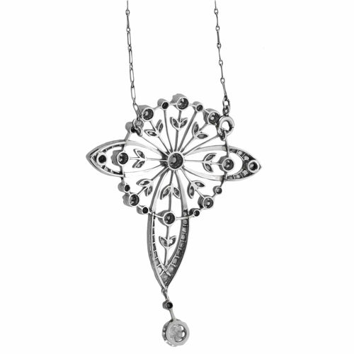Collier Collier "Iris" ajouré à décor floral en platine et diamants 58 Facettes BO/230021/
