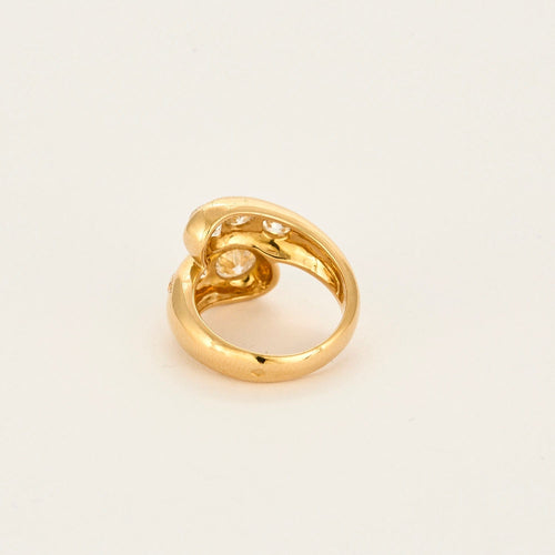 Bague 51 Bague croisée en or jaune 18 carats et diamants taille ancienne 58 Facettes