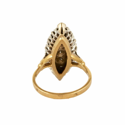 Bague 55 Bague Marquise vintage pavée en or jaune 18 carats et diamants 58 Facettes BO/230031