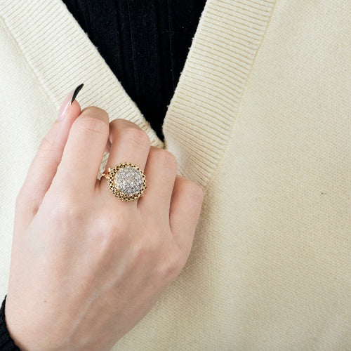Bague 60 Bague ancienne en or jaune 18k pavée de diamants 58 Facettes BO/240030