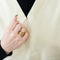 Bague 57 Bague jonc sertie de trois pierres de couleur en or jaune 18 carats 58 Facettes BO/240024///