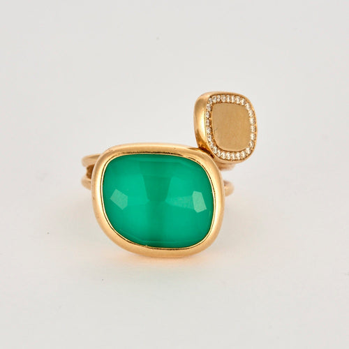 Bague 57 ROBERTO COIN - Black Amphibole Jade - Bague en Or rose, Agate, Quartz et Diamants 58 Facettes DV0770-4-57