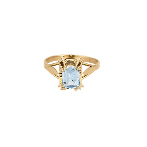 Bague 51 Bague tourmaline bleue taille émeraude en or rose 18 carats 58 Facettes BO/250034