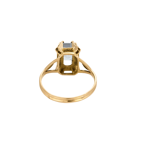 Bague 51 Bague tourmaline bleue taille émeraude en or rose 18 carats 58 Facettes BO/250034