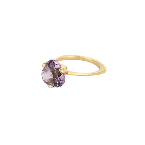 Bague 54 Fred - Bague sertie d’une améthyste ronde en or jaune 18 carats 58 Facettes 1409-21