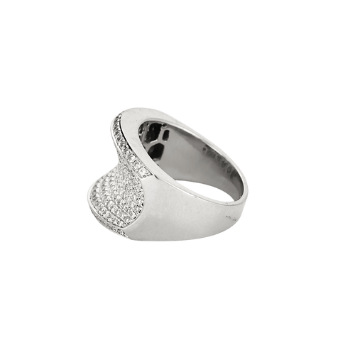 Bague 54 Bague jonc large pavée en or blanc et diamants 58 Facettes BO/250009/