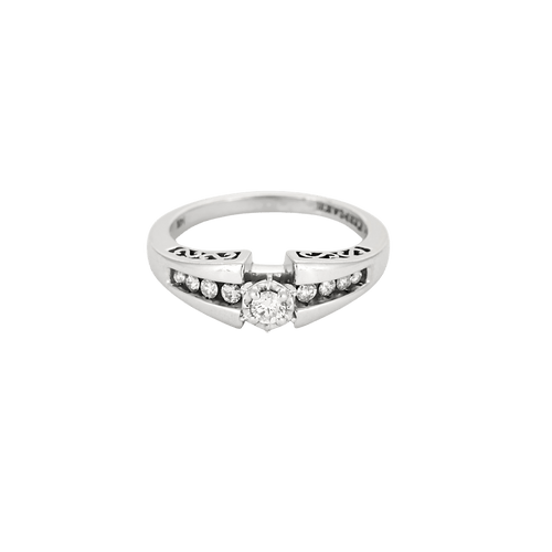 Bague 55 Bague solitaire pavée en or blanc 18k et diamants 58 Facettes BO/250018
