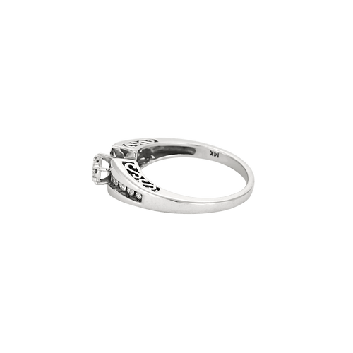 Bague 55 Bague solitaire pavée en or blanc 18k et diamants 58 Facettes BO/250018