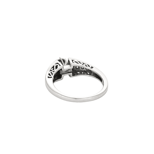 Bague 55 Bague solitaire pavée en or blanc 18k et diamants 58 Facettes BO/250018