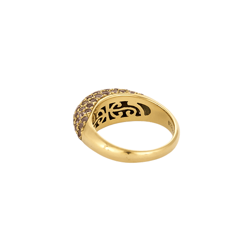 Bague 51 Poiray - Bague jonc dôme pavée en or jaune 18k, diamants et saphirs 58 Facettes BO/250018/