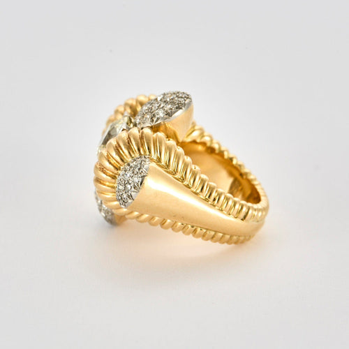 ARNOLD OSTERTAG (Attribué à ) - Bague en or jaune, platine et diamants 58 Facettes