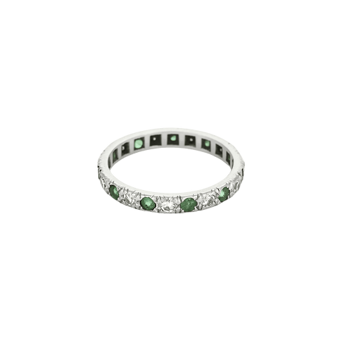 Bague 55 Bague alliance américaine en or blanc 18k et diamants, émeraudes 58 Facettes BO/250015/