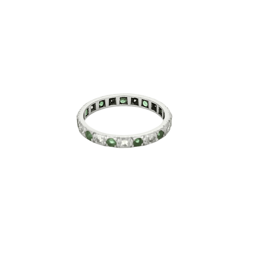 Bague 55 Bague alliance américaine en or blanc 18k et diamants, émeraudes 58 Facettes BO/250015/