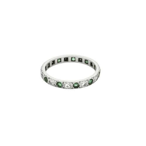Bague 55 Bague alliance américaine en or blanc 18k et diamants, émeraudes 58 Facettes BO/250015/