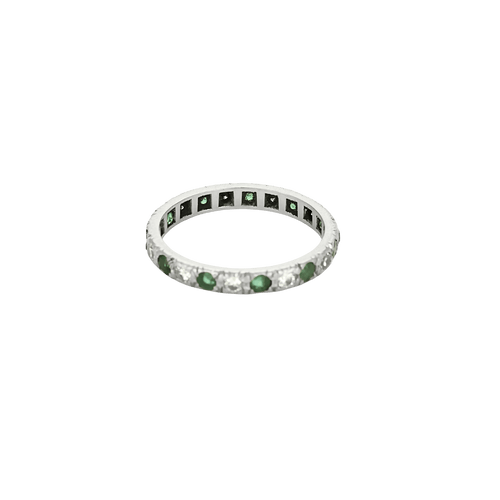 Bague 55 Bague alliance américaine en or blanc 18k et diamants, émeraudes 58 Facettes BO/250015/