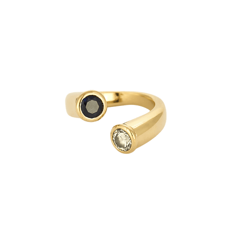 Bague 51 Bague Toi & Moi en or jaune 18 carats, diamant et saphir 58 Facettes BO/250018 STA