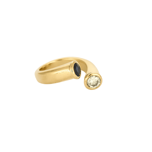 Bague 51 Bague Toi & Moi en or jaune 18 carats, diamant et saphir 58 Facettes BO/250018 STA
