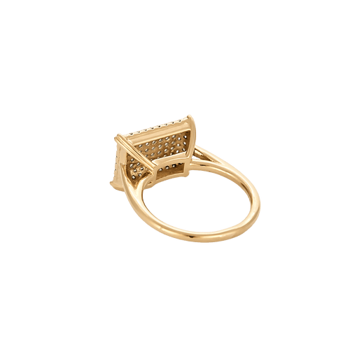 Bague 51 Bague rectangulaire sertie de diamants en or rose 18 carats 58 Facettes BO/250031