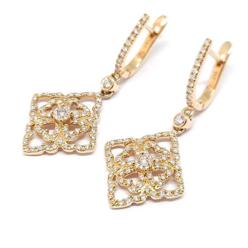 Boucles d'oreilles Pendants d'oreilles dentelle diamants or rose 58 Facettes
