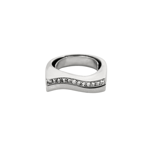 Bague 49 Bague "Wave" en or blanc 18 carats et diamants 58 Facettes BO/240016/