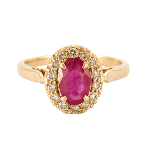 Bague 50 Bague en or jaune rubis et diamants 58 Facettes DV3650-1-50-2