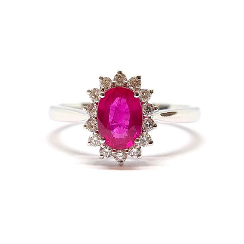 Bague 53 Bague marguerite or blanc rubis diamants 58 Facettes