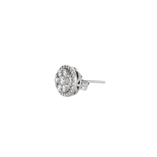 Boucles d'oreilles Paire de Boucles d’oreilles ronde ajouré en or blanc 18K (750 Millièmes) à motif floraux stylisé en diamants 58 Facettes DV0925-6