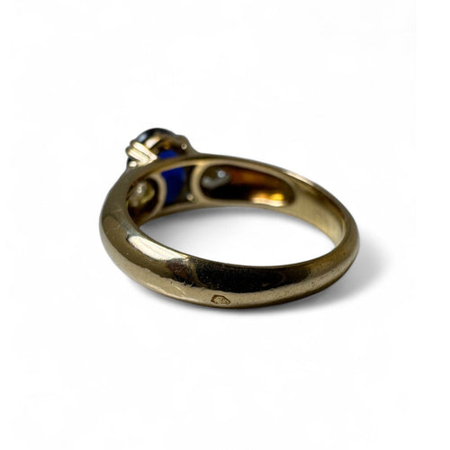 Bague 53 Bague - Bague saphir ovale birman et diamants en or jaune 58 Facettes