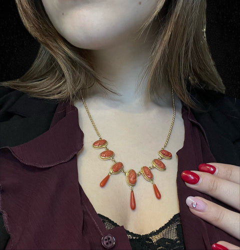 Collier Collier en or jaune orné de camées, inspiré de la Rome antique 58 Facettes