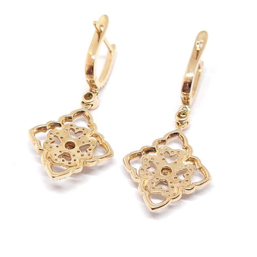 Boucles d'oreilles Pendants d'oreilles dentelle diamants or rose 58 Facettes