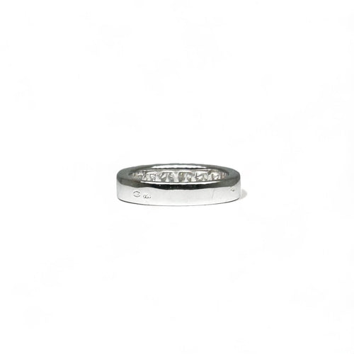 Bague 54 Demi-alliance - Bague en or blanc 18k sertie de diamants 58 Facettes