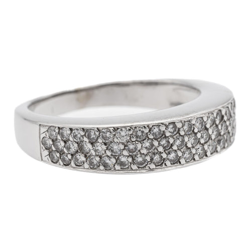 Bague 56 Bague en or blanc 18 carats pavée de diamants 58 Facettes 729105CN