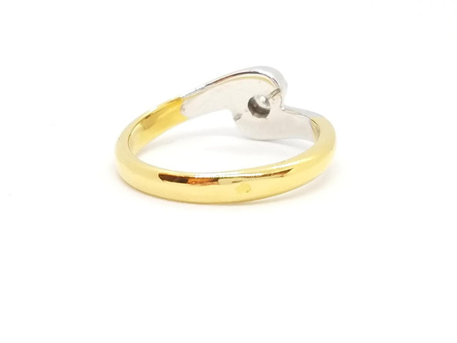 Bague 53 Bague solitaire bicolore en or jaune et or blanc 18 carats diamant 58 Facettes 730600CN
