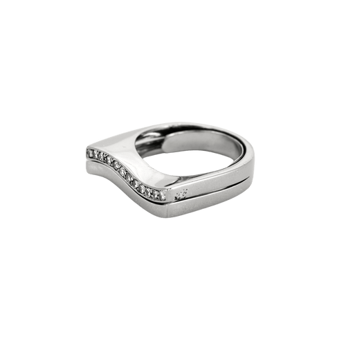 Bague 49 Bague "Wave" en or blanc 18 carats et diamants 58 Facettes BO/240016/