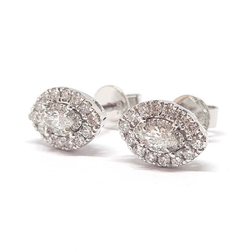 Boucles d'oreilles Boucles d'oreilles marquise diamants or blanc 58 Facettes