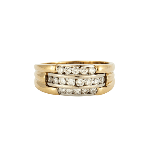 Bague 60 Bague en or jaune et or gris sertis de diamants 58 Facettes 240124