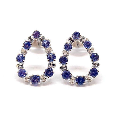 Boucles d'oreilles Boucles d’oreilles poire en or blanc 18 carats, saphirs et diamants 58 Facettes