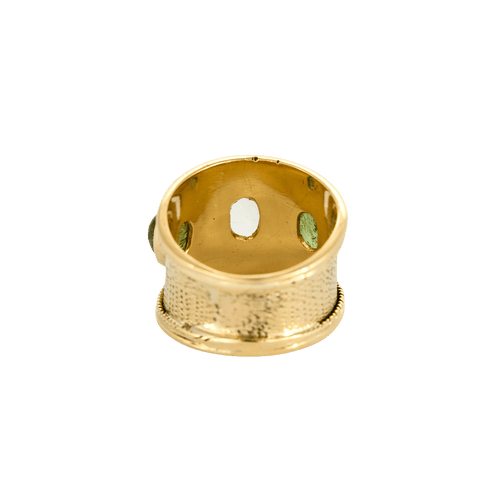 Bague 57 Bague jonc sertie de trois pierres de couleur en or jaune 18 carats 58 Facettes BO/240024///