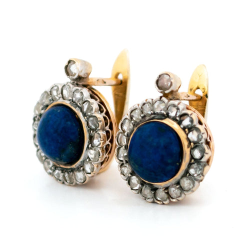 Boucles d'oreilles Boucles d'oreilles en or 18 carats avec diamants et lapis-lazuli 58 Facettes 9A81F6A510C042D1A0371FE9CE305B2E