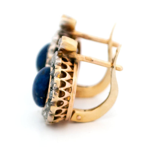 Boucles d'oreilles Boucles d'oreilles en or 18 carats avec diamants et lapis-lazuli 58 Facettes 9A81F6A510C042D1A0371FE9CE305B2E